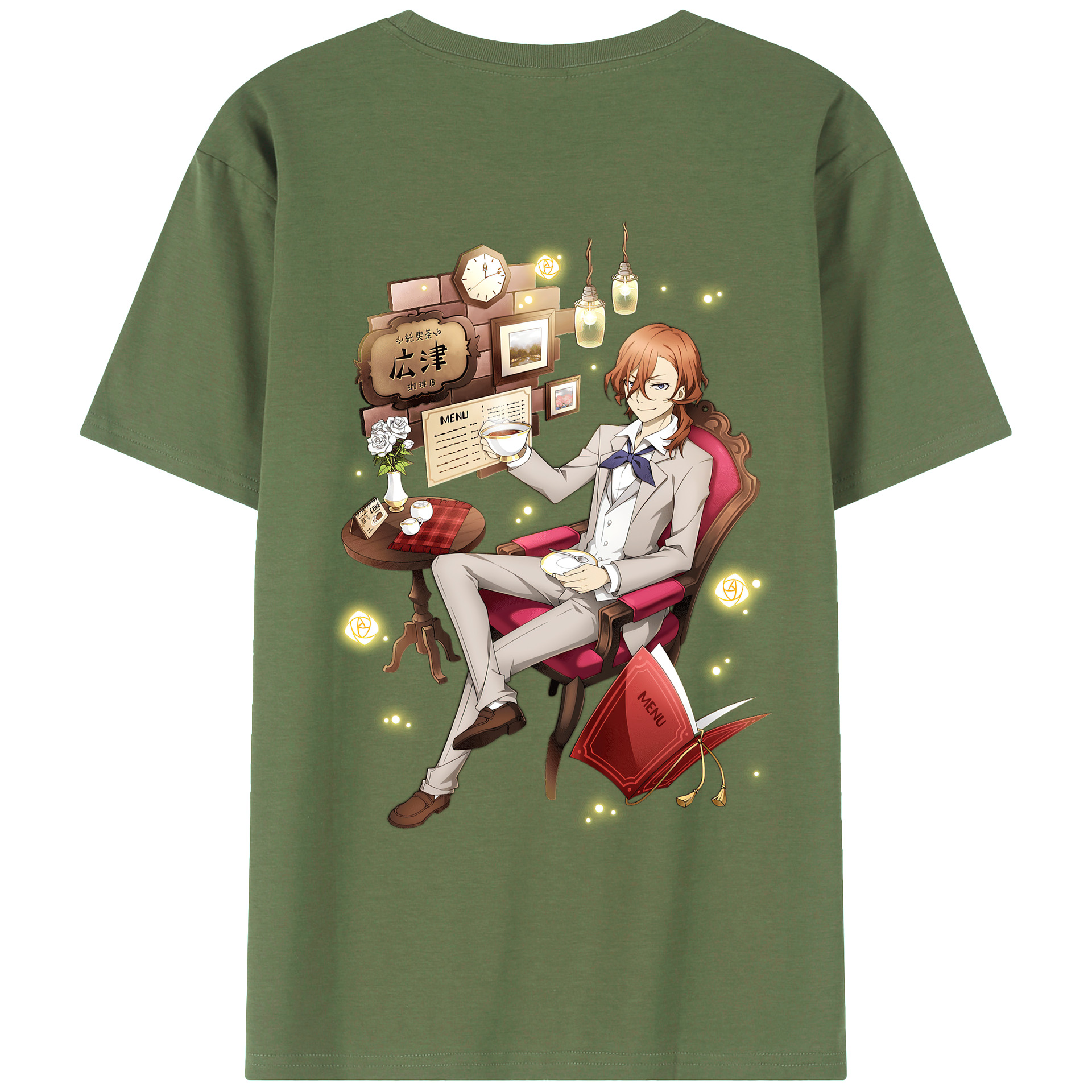（画像用） 文豪ストレイドッグス Bungo Stray Dogs 綿100％ メンズ半袖Tシャツ（バックプリント） 通気性